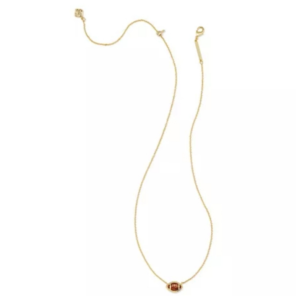 Kendra Scott Enamel Football Pendant Necklace 14K Gold Over Brass 19" - Picture 2 of 6